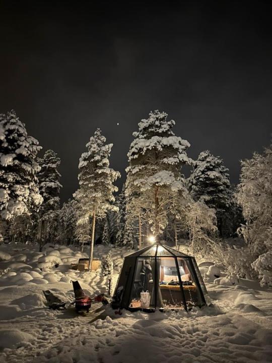 Роскошный шатер Aurora Igloo With Private Hot Tub By Invisible Forest Рованиеми